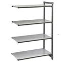 Cambro Camshelving Elements Brushed Graphite 4 Solid Shelf Stationary Add On Unit, 24 x 36 x 84 inch