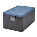 Cambro Cam GoBox Black Insulated Top Loading Food Pan Carrier with Blue Lid, 23.6 x 15.7 x 12.4 inch