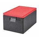 Cambro Cam GoBox Black Insulated Top Loading Food Pan Carrier with Red Lid, 23.6 x 15.7 x 12.4 inch