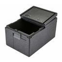 Cambro Cam GoBox Black Insulated Top Loading Food Pan Carrier with Hinged Flip Lid, 23.6 x 15.7 x 12.4 inch