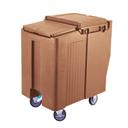 Cambro Tall Coffee Beige Slidinglid Ice Caddy with Swivel and Fixed Caster, 175 Pound Capacity