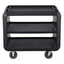 Cambro Black Standard Service Cart Pro with 2 Rigid and 2 Swivel Casters with Brake, 41.5 x 23.8 x 37.1 inch