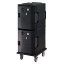 Cambro H Series 220 Volt Electric Insulated Black 2 Compartment Heated Ultra Camcart, 20 1/2 x 27 1/8 x 54 inch