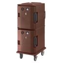 Cambro H Series 220 Volt Electric Insulated Dark Brown 2 Compartment Heated Ultra Camcart, 20 1/2 x 27 1/8 x 54 inch