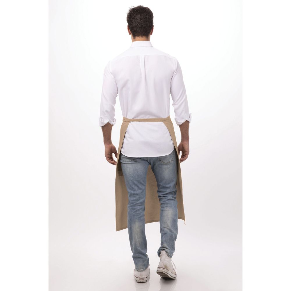 Chef Works Khaki Two Pocket Bistro Apron, 32 inch Long x 27.5 inch Wide