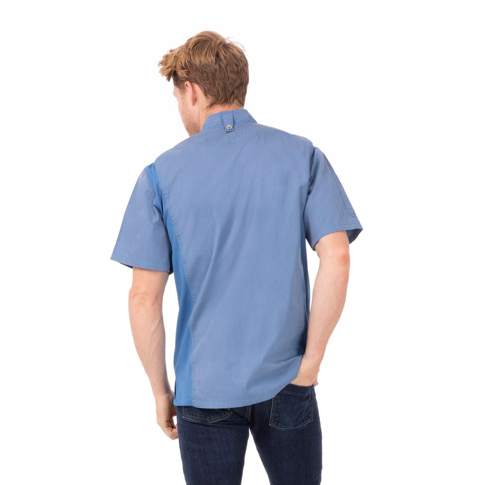 Chef Works Sky Blue Medium Modern Fit Springfield Chef Coat for Men