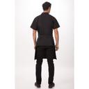Chef Works Black with White Pinstripe Adjustable Bib Apron, 34 inch Long x 27 inch Wide