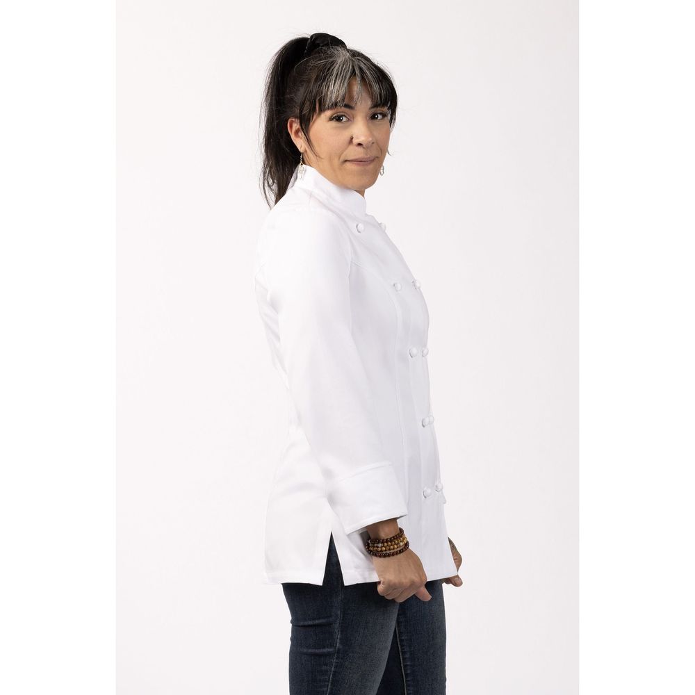 Chef Works White Modern Fit Siena Executive Chef Coat for Women, 4 inch