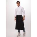 Chef Works Black with White Pinstripe Bistro Apron, 32 inch Long x 27.5 inch Wide