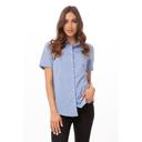 Chef Works Blue Small Modern Gingham Short Sleeve Dress Shirt for Women