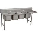Super Saver 900 Series Stainless Steel Regaline Sink with 4 Compartment, Right Drain Board.Overall Length 129 inch.