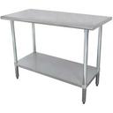 Standard Stainless Steel, Flat Top Work Table With Stainless Steel Legs and Undershelf, 24 x 24 inch.
