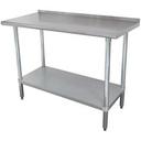 Standard Stainless Steel Work Table, 1 1/2 inch Rear Splash With Stainless Steel Legs and Undershelf, 24 x 96.
