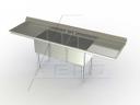 Aero 18 Gauge 304 Stainless Three Compartment NSF Sink, 23.5 x 90 x 24 inch.