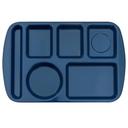 Navy Blue GET Enterprises inc Melamine Left Handed 6 Compartment School Tray, 14.75 x 9.5 inch -- 12 per case.