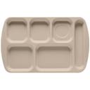 Sandstone GET Enterprises inc Melamine Right Handed 6 Compartment School Tray, 15.5 x 10 inch -- 12 per case.