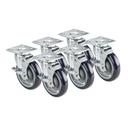 Krowne 6 inch Overall 3.5 x 3.5 inch Plate Casters with 5 inch Wheels and Side Brakes for Refrigeration, set of 6