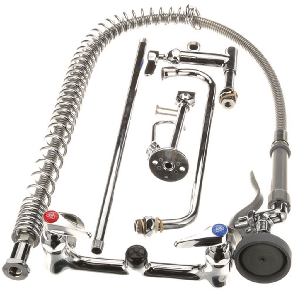 T and S Brass TSB0133ADF12B Wall Mount EasyInstall Spring Action Pre-Rinse with 12 inch Add-On Nozzle