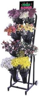 Mobile Merchandisers Black Floral Cart with 8 Plastic Vases and Sign Frame
