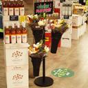 Mobile Merchandisers Black Floral Stand with 3 Plastic Vases and Sign Frame, 16 x 50 x 16 inch