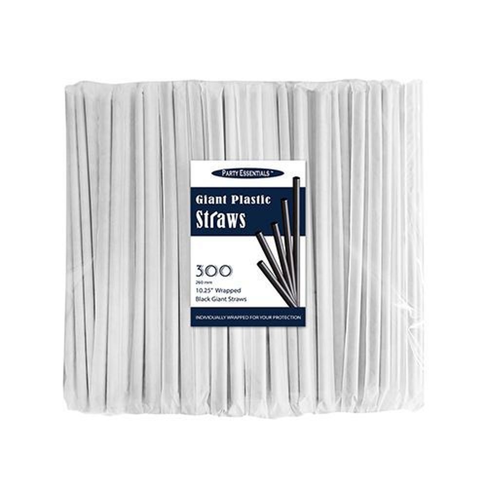 Northwest Enterprises Party Essentials Black Individually Wrapped Straw, 10.25 inch -- 1200 per case