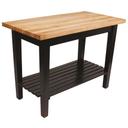 John Boos Cream Finish Black Base Maple Classic Country Work Table with Shelf, 48 x 36 x 1.75 inch.