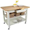 John Boos Cream Finish Alabaster Base Maple Classic Country Work Table with Two Shelves, 60 x 30 x 1.75 inch.