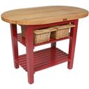 John Boos Warm Cherry Stain Base Cream Finish Maple C Eliptical Table with Two Shelves, 60 x 30 x 1.75 inch.