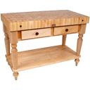 John Boos Maple Cream Finish Barn Red Base Cucina Rustica Table with Shelf, 48 x 24 x 4 inch.