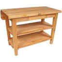 John Boos Natural Base Cream Finish Maple Kitchen Island Bar with 8 inch Drop Leaf, 60 x 32 x 1.75 inch.