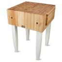 John Boos Cream Finish Maple Butcher Block with Knife Holder and Basil Green Legs, 18 x18 x 10 inch.