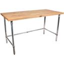 John Boos Oil Finish Stainless Steel Base and Bracing Maple Top Work Table, 48 x 30 x 1 3/4 inch.