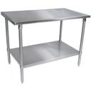 John Boos 14 Gauge Stainless Steel Base Flat Top Work Table with Adjustable Shelf, 72 x 30 inch.