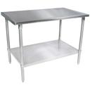John Boos 16 Gauge Stainless Steel Flat Top Work Table with Galvanized Base and Shelf, 120 x 30 inch.