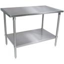 John Boos 16 Gauge Stainless Steel Flat Top Work Table with Base and Shelf, 48 x 36 inch.