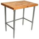 John Boos Oil Finish Maple Top Work Table with Stainless Steel Base and Bracing, 120 x 24 x 2 1/4 inch.