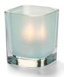 Hollowick Tetra Satin Seafoam Square Glass Votive Lamp, 3 1/2 x 3 x 3 inch.