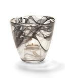 Hollowick Wysp Black Glass Votive, 3 1/2 x 3 3/4 x 3 3/4 inch.