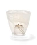 Hollowick Wysp White Glass Votive, 3 1/2 x 3 3/4 x 3 3/4 inch.