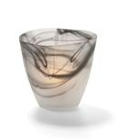 Hollowick Wysp Satin Black Glass Votive, 3 1/2 x 3 3/4 x 3 3/4 inch.