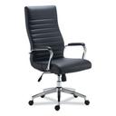 Alera Eddleston Black Seat/Back Chrome Base Leather Manager Chair, Supports Up to 275 Pound