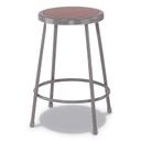 Alera Brown Seat Industrial Metal Shop Stool with Gray Back and Base, 30 inch Seat Height