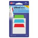 Avery Ultra Tabs Assorted Primary Colors Repositionable Standard Multiuse Design Tabs, 2 x 1.5 inch -- 24 per case