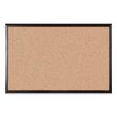 U Brands Natural Surface Cork Bulletin Board with Black Aluminum Frame, 35 x 23 inch