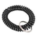 Universal Plastic Black Wrist Coil Plus Key Ring, 2.4 x 0.4 x 2.4 inch - 6 count per pack -- 1 pack per case