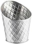 Tablecraft Lattice Collection Stainless Steel Slanted Round Fry Cup, 3.75 x 3.75 x 4.75 inch