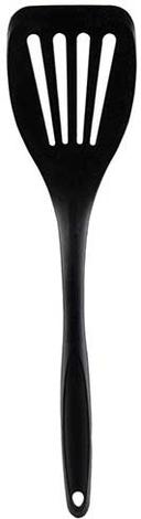 Tablecraft Black Silicone and Stainless Steel Slotted Spatula, 3.25 x 2.5 x 12.875 inch