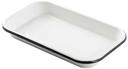 Tablecraft Eighth Size Creamy White with Black Rim Sheet Pan Server, 10 x 6 x 1.125 inch