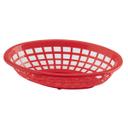 Tablecraft Plastic Red Oval Classic Basket, 9.3 x 6 x 1.875 inch -- 36 per case