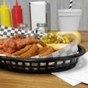 Tablecraft Plastic Black Oval Chicago Basket, 10.5 x 7 x 1.5 inch -- 36 per case